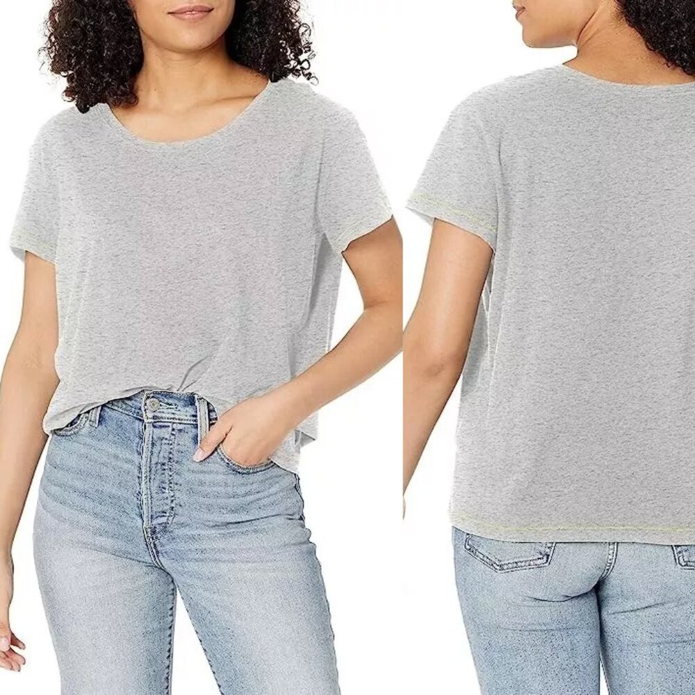 NEW Vineyard Vines Women's S Short Sleeve Pop Stitch Surftee 100%Cotton Gray $55